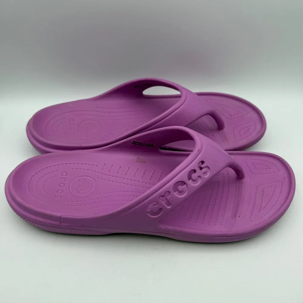 Crocs Baya Flip Flop Sandals Mens Size 11 Purple Thong Slip On Beach Summer